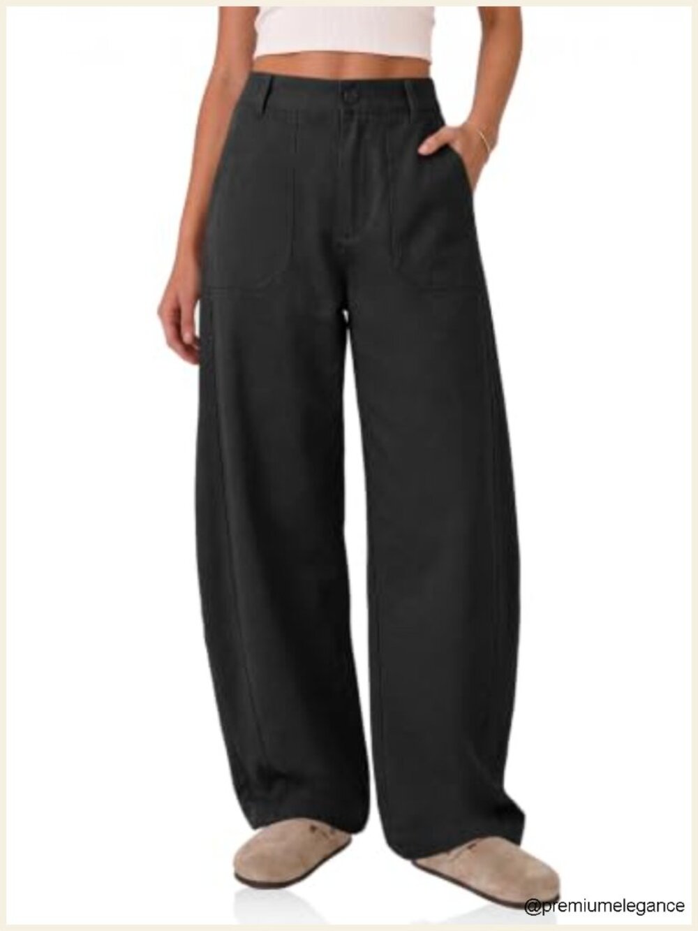 High Waisted Barrel Pants Wide Leg Cuffed Pants Women's